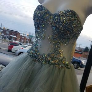 Dusty Blue sparkly prom short dress